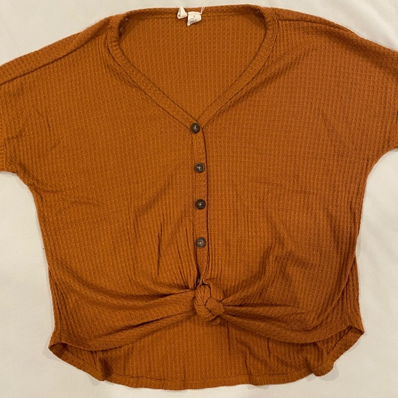 Burnt orange waffle knit long sleeve size M - Picture 2 of 9